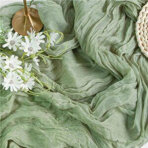 Cheesecloth Table Runner Sage Green  120" x 35" Rustic Gauze Spring Table Runner